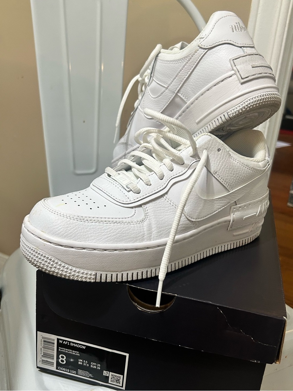 Nike White Air Force 1 Shadow Platform Sneakers
